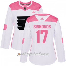 Dame Ishockey Philadelphia Flyers Tröja Wayne Simmonds 17 Adidas 2017-2018 Vit Rosa Fashion Authentic